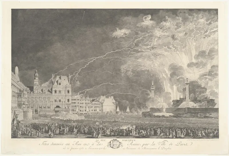 The Fireworks Wall Art by Jean Michel Moreau - High-Resolution Digital Print