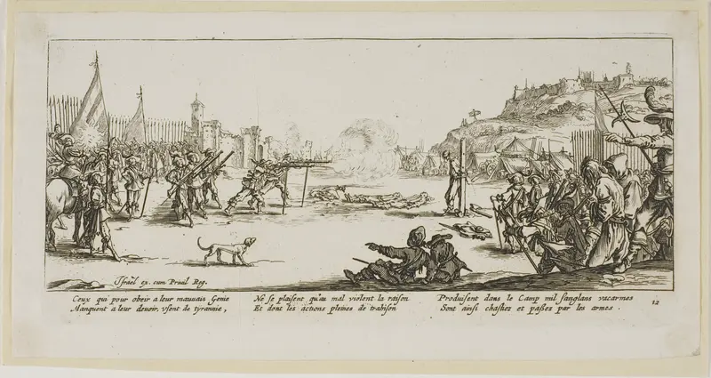 The Firing Squad, plate twelve from The Large Miseries of War Wall Art by Gerrit Lucasz van Schagen - High-Resolution Digital Print