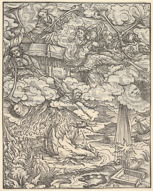 The First Four Trombones, plate 7 from "The Apocalypse" Wall Art by Hans Burgkmair - High-Resolution Digital Print