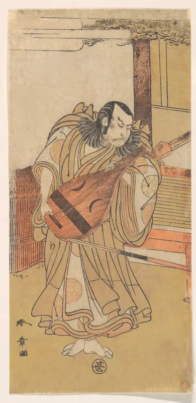 The First Nakamura Nakazo as an Unarmed Man Standing Near the Engawa