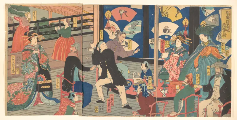 The Five Nations Enjoying a Drunken Revel at the Gankirō Tea House