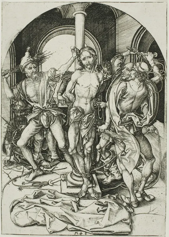 The Flagellation, from The Passion Wall Art by Martin Schongauer - High-Resolution Digital Print