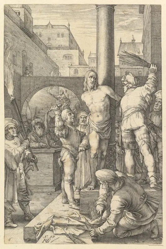 The Flagellation, from "The Passion of Christ" Wall Art by Hendrick Goltzius - High-Resolution Digital Print