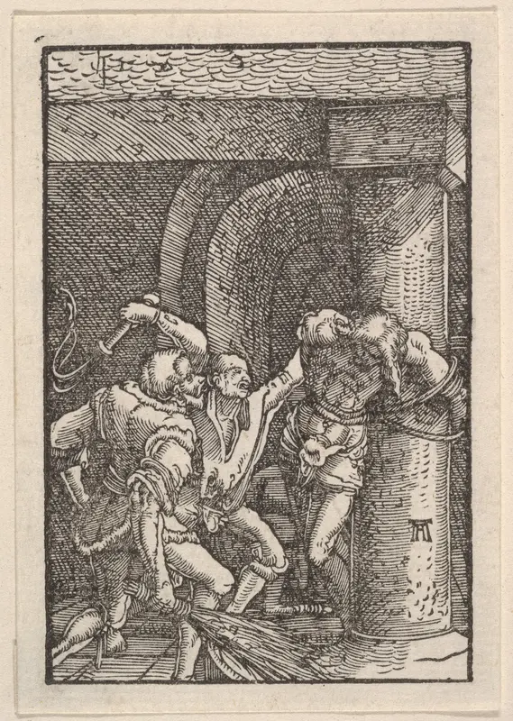 The Flagellation of Christ, from "The Fall and Salvation of Mankind Through the Life and Passion of Christ" Wall Art by Albrecht Altdorfer - High-Resolution Digital Print