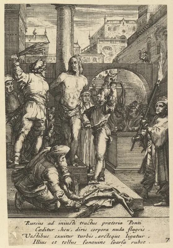 The Flagellation of Christ, from "The Passion of Christ" Wall Art by Nicolas Cochin - High-Resolution Digital Print