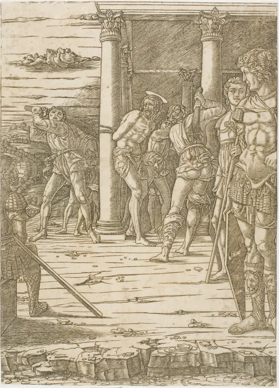 The Flagellation of Christ, with the Landscape Background Wall Art by Andrea Mantegna - High-Resolution Digital Print