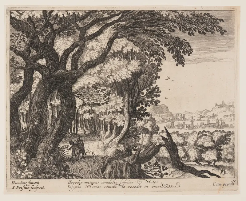 The Flight into Egypt, from Landscapes with Scenes from the Life of Christ Wall Art by Simon Frisius - High-Resolution Digital Print