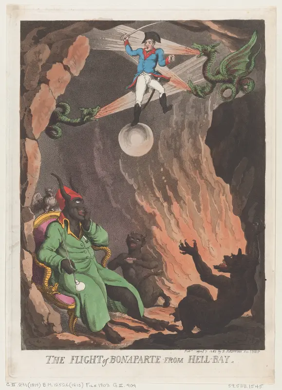 The Flight of Bonaparte from Hell-Bay Wall Art by Thomas Rowlandson - High-Resolution Digital Print