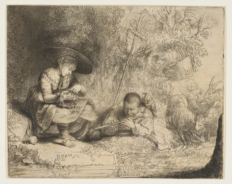 The Flute Player Wall Art by Rembrandt (Rembrandt van Rijn) - High-Resolution Digital Print