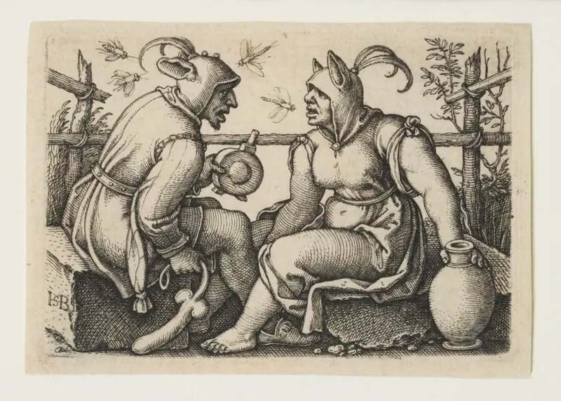 The Fool and the Foolish Woman Wall Art by Sebald Beham - High-Resolution Digital Print