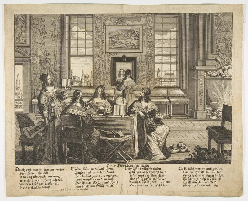 The Foolish Virgins Conversing Wall Art by Abraham Aubry - High-Resolution Digital Print