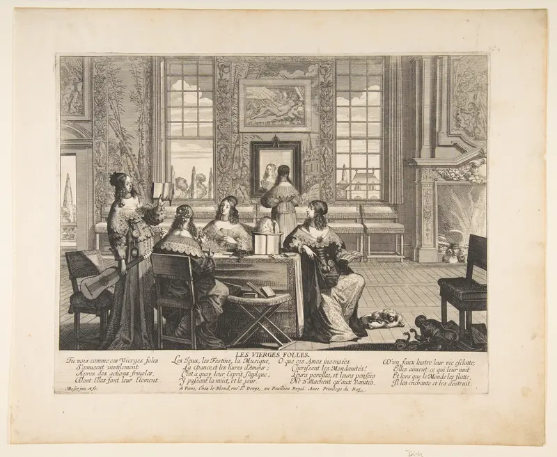 The Foolish Virgins Conversing Wall Art by Abraham Bosse - High-Resolution Digital Print