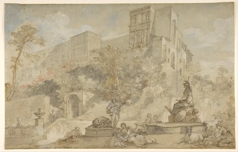 The Fountain of Rome at the Villa d'Este, Tivoli Wall Art by Charles Joseph Natoire - High-Resolution Digital Print