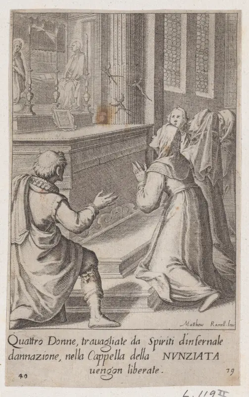 The Four Women, from Scelta d'Alcuni Miracoli e Grazie della Santissima Nunziata di Firenze (Selection of Some Miracles and Graces that Occurred in the Church of the Annunziata in Florence) Wall Art by Jacques Callot - High-Resolution Digital Print