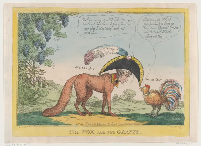 The Fox and the Grapes Wall Art by Thomas Rowlandson - High-Resolution Digital Print