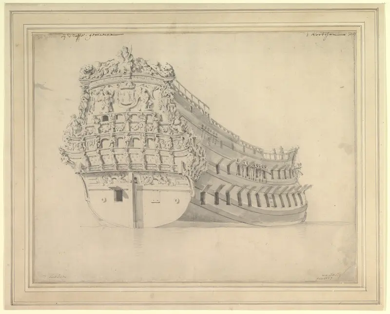 The French Vessel "Courtisan" Wall Art by Willem van de Velde II - High-Resolution Digital Print