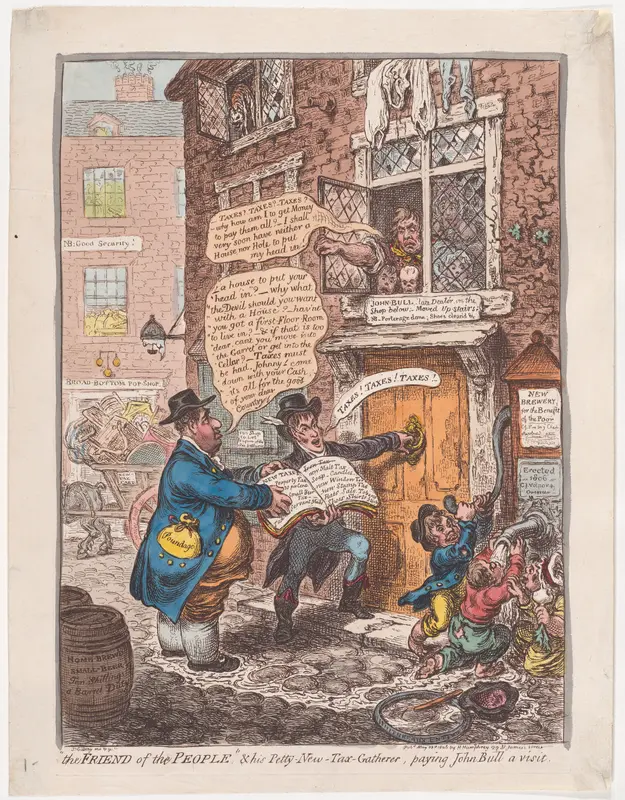 "The Friend of the People" & his Petty New Tax Gatherer, Paying John Bull a Visit Wall Art by James Gillray - High-Resolution Digital Print