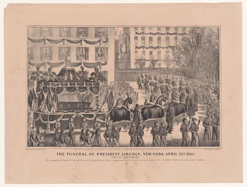 The Funeral of President Lincoln, New York, April 25th, 1865, Passing Union Square Wall Art by Currier & Ives - High-Resolution Digital Print