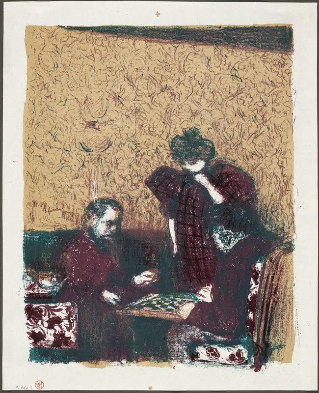 The Game of Checkers, plate one from Landscapes and Interiors Wall Art by Édouard Jean Vuillard - High-Resolution Digital Print
