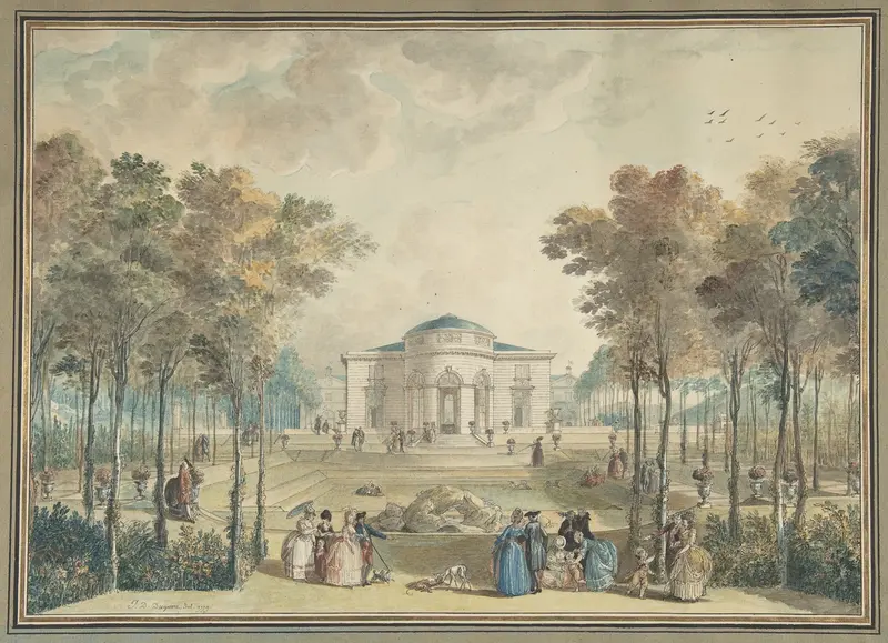 The Garden Façade of Bagatelle Wall Art by Jean Démosthène Dugourc - High-Resolution Digital Print