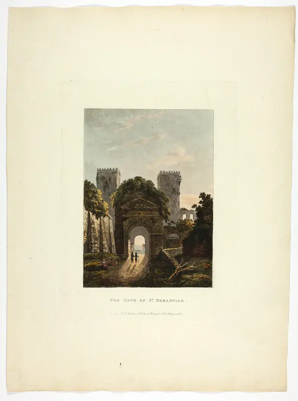 The Gate of St. Sebastian, plate seventeen from the Ruins of Rome Wall Art by M. Dubourg - High-Resolution Digital Print