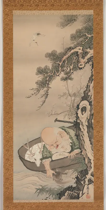 The God of Good Fortune Jurōjin Wall Art by Soga Shōhaku - High-Resolution Digital Print