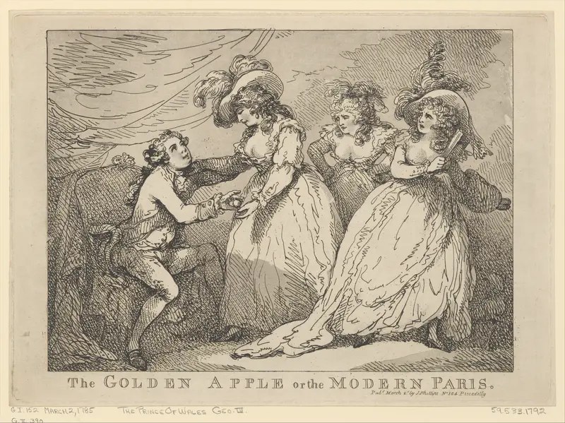 The Golden Apple, or the Modern Paris Wall Art by Thomas Rowlandson - High-Resolution Digital Print