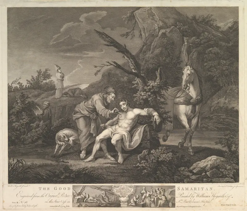 The Good Samaritan (St. Luke, Chap. 10, verse 30) Wall Art by William Hogarth - High-Resolution Digital Print
