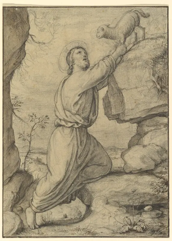 The Good Shepherd (recto); Cloud Studies (verso) Wall Art by Friedrich Olivier - High-Resolution Digital Print