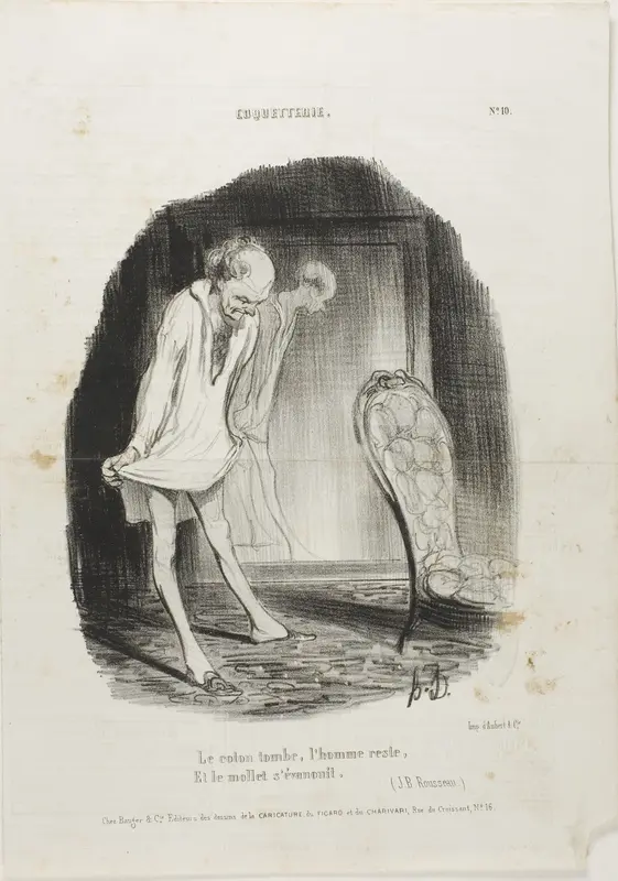 The Gown Falls, Man Remains, and the Legs are Shaking. (J.B. Rousseau), plate 10 from Coquetterie