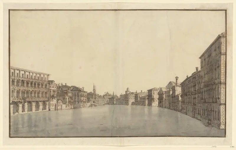 The Grand Canal from Ca'Moro-Lin and Ca'Foscari to the Carità Wall Art by Bernardo Bellotto - High-Resolution Digital Print