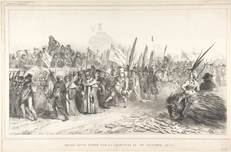 The Grand Review of the Juste-Milieu Passing La Caricature, October 30, 1832 (Grand revue passée par la caricature le 30 Octobre 1832), from "L'Association Mensuelle no. 3" Wall Art by J. J. Grandville - High-Resolution Digital Print