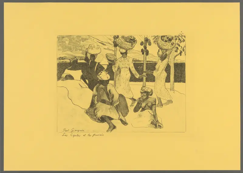 The Grasshoppers and the Ants: A Souvenir of Martinique, from the "Volpini Suite: Dessins lithographiques" Wall Art by Paul Gauguin - High-Resolution Digital Print