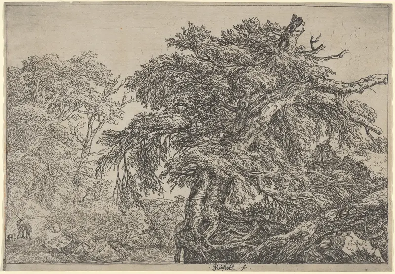 The Great Beech (Two Farmers with their Dog) Wall Art by Jacob van Ruisdael - High-Resolution Digital Print