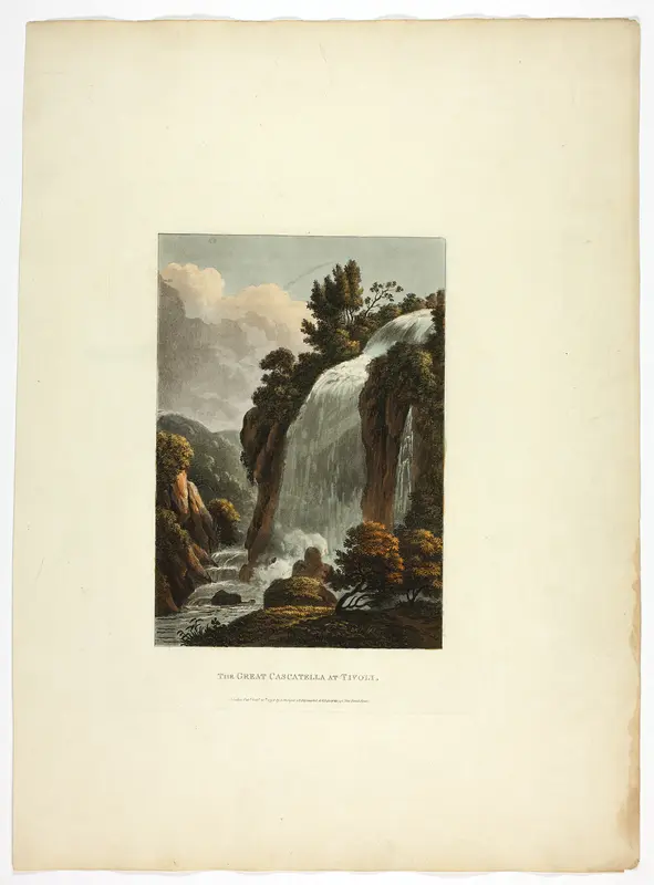 The Great Cascatella at Tivoli, plate thirteen from the Ruins of Rome Wall Art by M. Dubourg - High-Resolution Digital Print