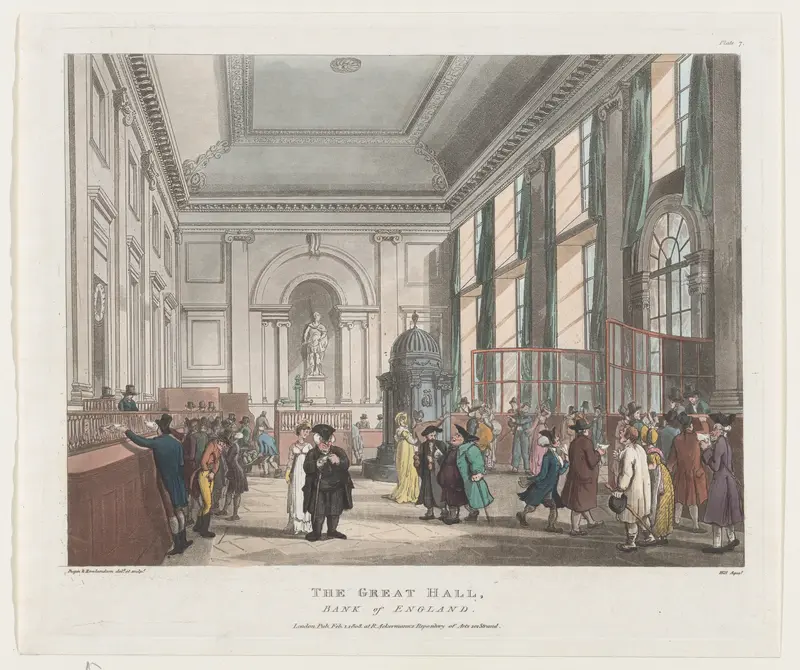 The Great Hall, Bank of England Wall Art by Thomas Rowlandson - High-Resolution Digital Print