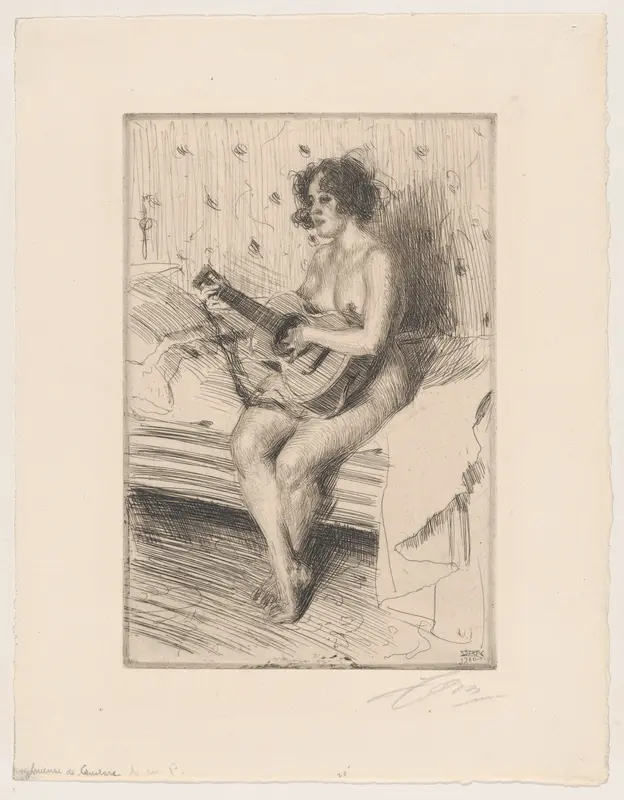 The Guitar Player Wall Art by Anders Zorn - High-Resolution Digital Print