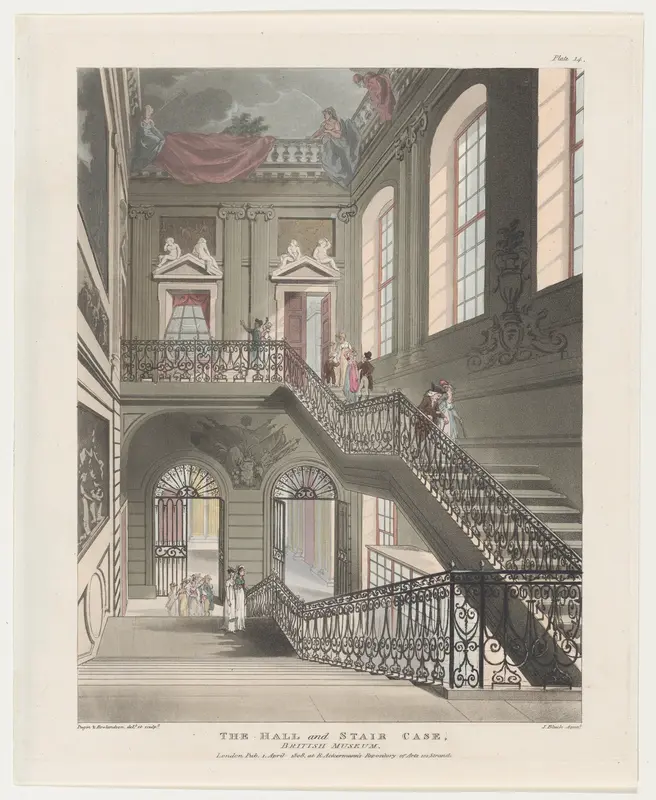 The Hall and Stair Case, British Museum Wall Art by Thomas Rowlandson - High-Resolution Digital Print