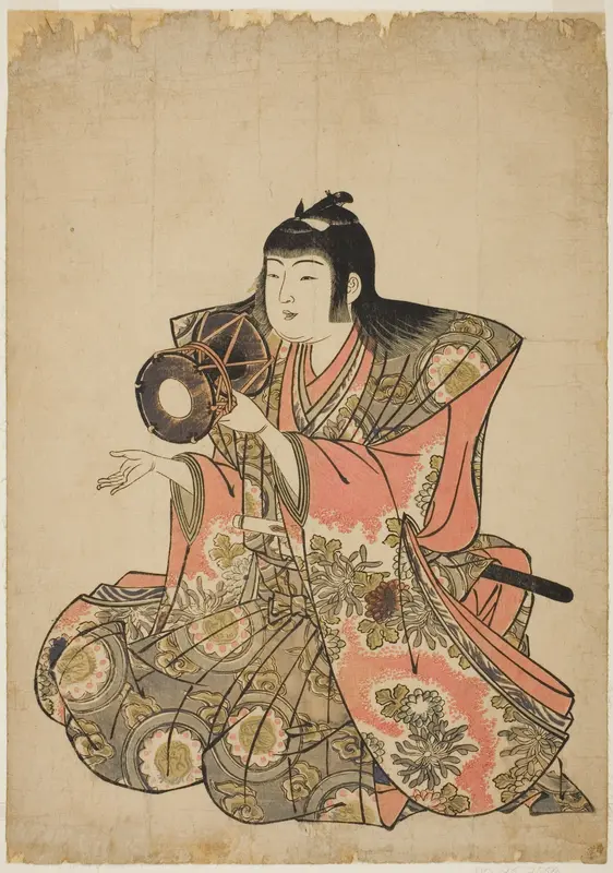 The Hand-Drum Player, from an untitled series of five musicians Wall Art by Kitao Shigemasa - High-Resolution Digital Print