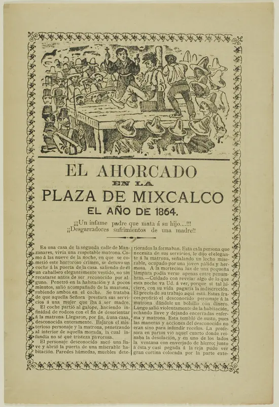 The Hanging in the Plaza of Mixcalco, the year 1864 Wall Art by José Guadalupe Posada - High-Resolution Digital Print