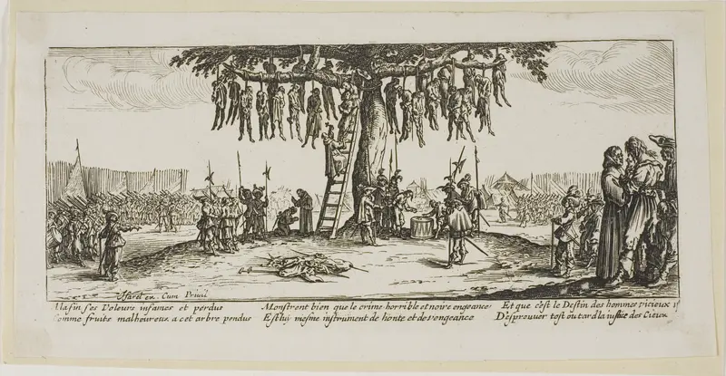 The Hanging, plate eleven from The Large Miseries of War Wall Art by Gerrit Lucasz van Schagen - High-Resolution Digital Print