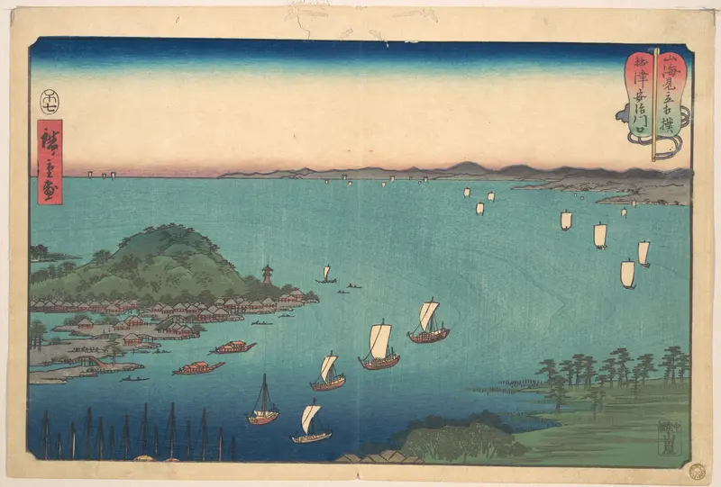 The Harbor of Ajikawa, Settsu Province