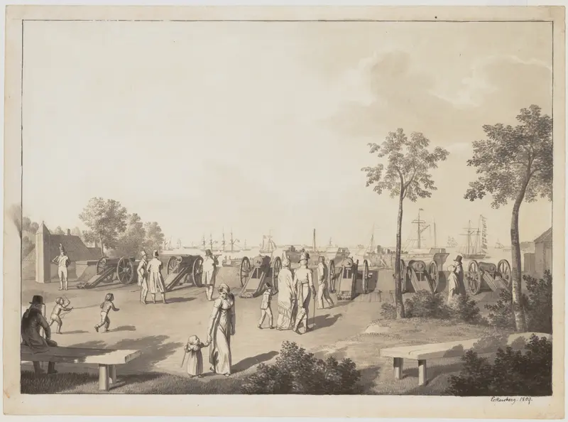 The Harbor of Copenhagen from the Esplanade between Langelinie Park and Toldboden or the Customs House Wall Art by Christoffer Wilhelm Eckersberg - High-Resolution Digital Print
