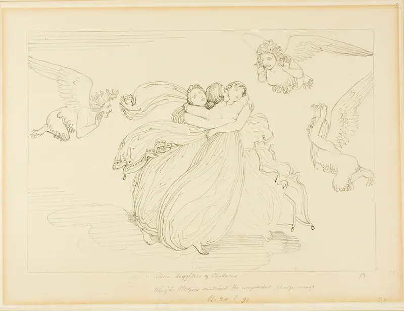 The Harpies and the Daughters of Pandarus Wall Art by John Flaxman - High-Resolution Digital Print