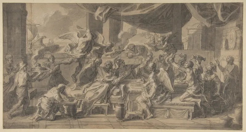 The Harpies Driven from the Table of King Phineus by Zetes and Calais Wall Art by François Verdier - High-Resolution Digital Print