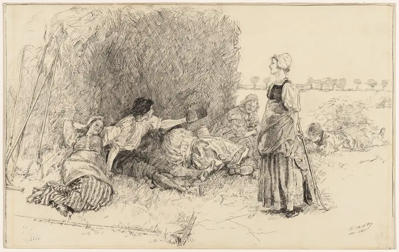 The Harvesters, illustration to "The Leather Bottèl" Wall Art by Edwin Austin Abbey - High-Resolution Digital Print