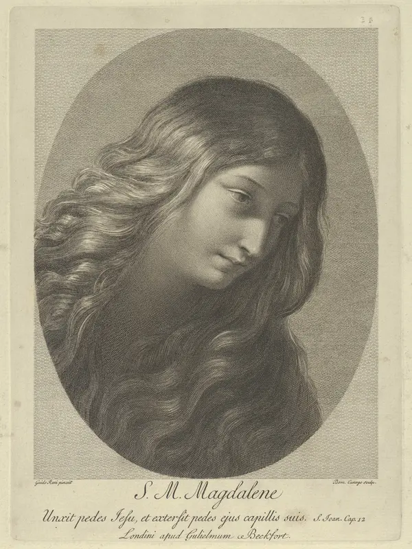 The head of Mary Magdalene looking down to the right, after Reni Wall Art by Domenico Cunego - High-Resolution Digital Print