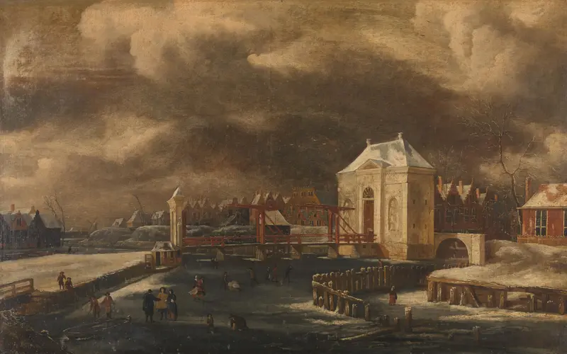 The Heiligewegspoort, Amsterdam, in Winter Wall Art by Jan van Kessel (1641-1680) - High-Resolution Digital Print