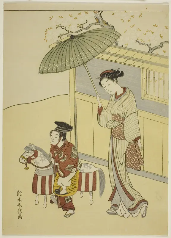 The Hobby Horse Wall Art by Suzuki Harunobu - High-Resolution Digital Print