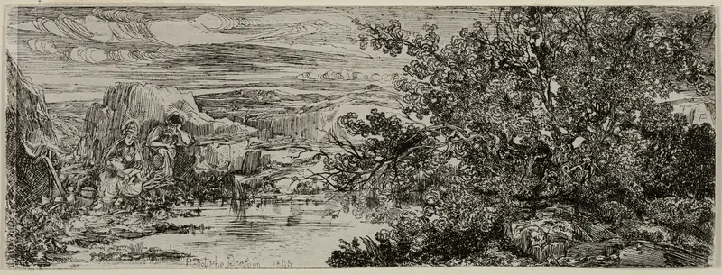 The Holy Family beside a Pool